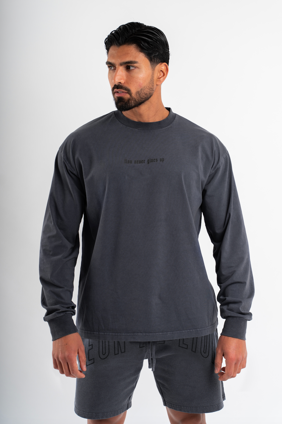 T-Shirt Manches Longues Gris Foncé - Oversize